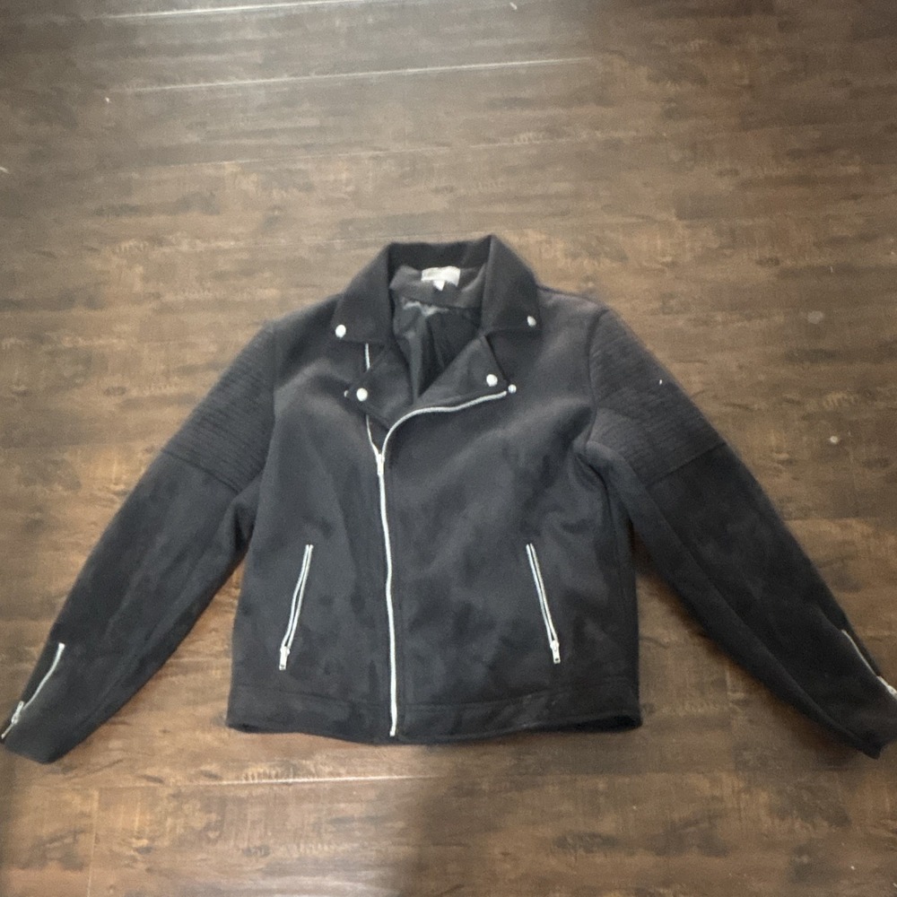 ASOS Women's Black Biker Moto Jacket Full Zip Lined Short Coat Size XL